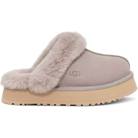 UGG | Disquette Cozy Fur Lines Slippers In Campfire Grey NEW - Picture 3 of 12